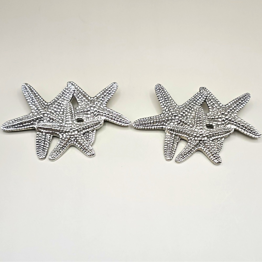 Silver Tone Starfish Drawer handles pulls set of 2